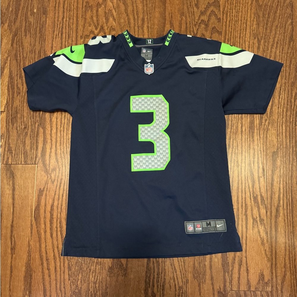 Seattle Seahawks Wilson Kids Navy and Green Sports Jersey